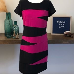 Black and pink knee length dress